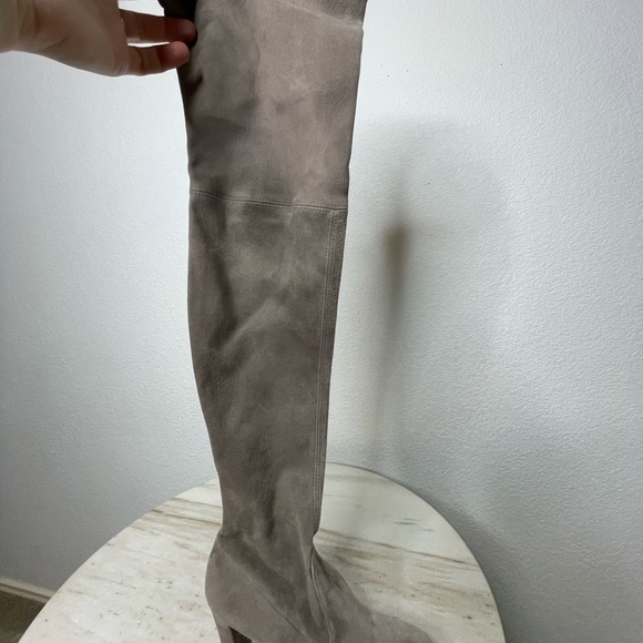 Stuart Weitzman boots thigh high suede sz 5.5 soft gray Highland style - Picture 6 of 11